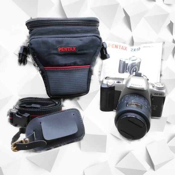Pentax ZX-50 35mm Camera for PARTs/REPAIR w/Case & Manual SMC 35-80 Zoom Lens - Picture 1 of 16